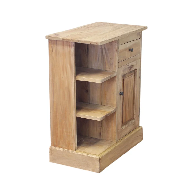Mobiletto in legno di mogano con cassetto porta e ripiani - YORANMIRA