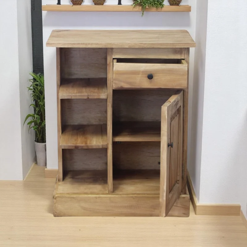 Mobiletto in legno di mogano con cassetto porta e ripiani - YORANMIRA