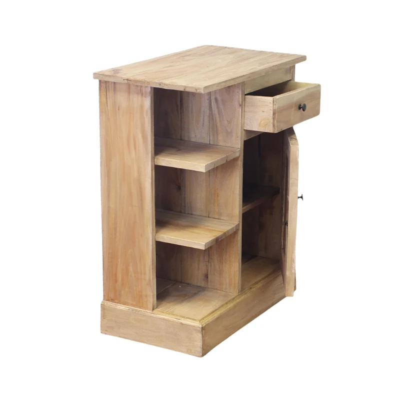 Mobiletto in legno di mogano con cassetto porta e ripiani - YORANMIRA