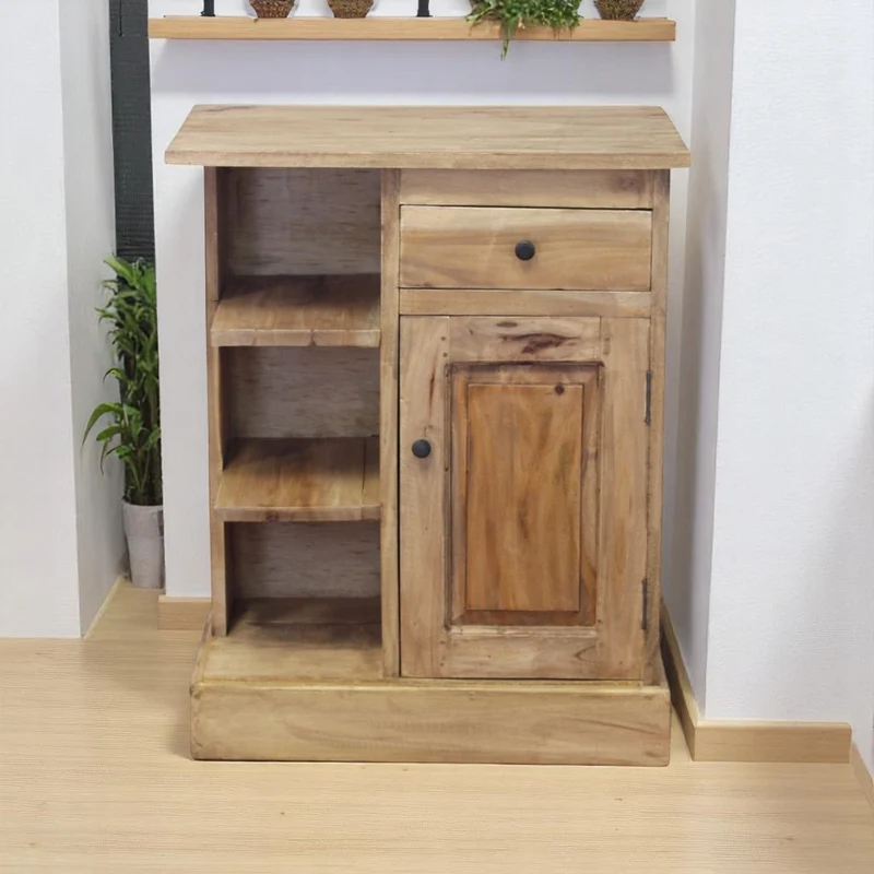 Mobiletto in legno di mogano con cassetto porta e ripiani - YORANMIRA