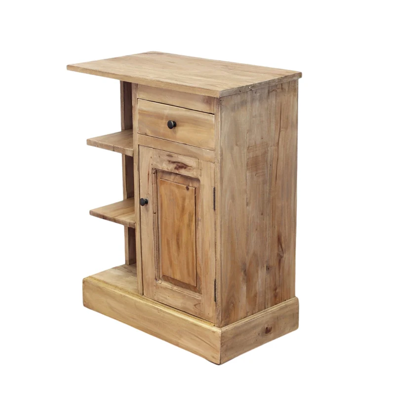 Mobiletto in legno di mogano con cassetto porta e ripiani - YORANMIRA