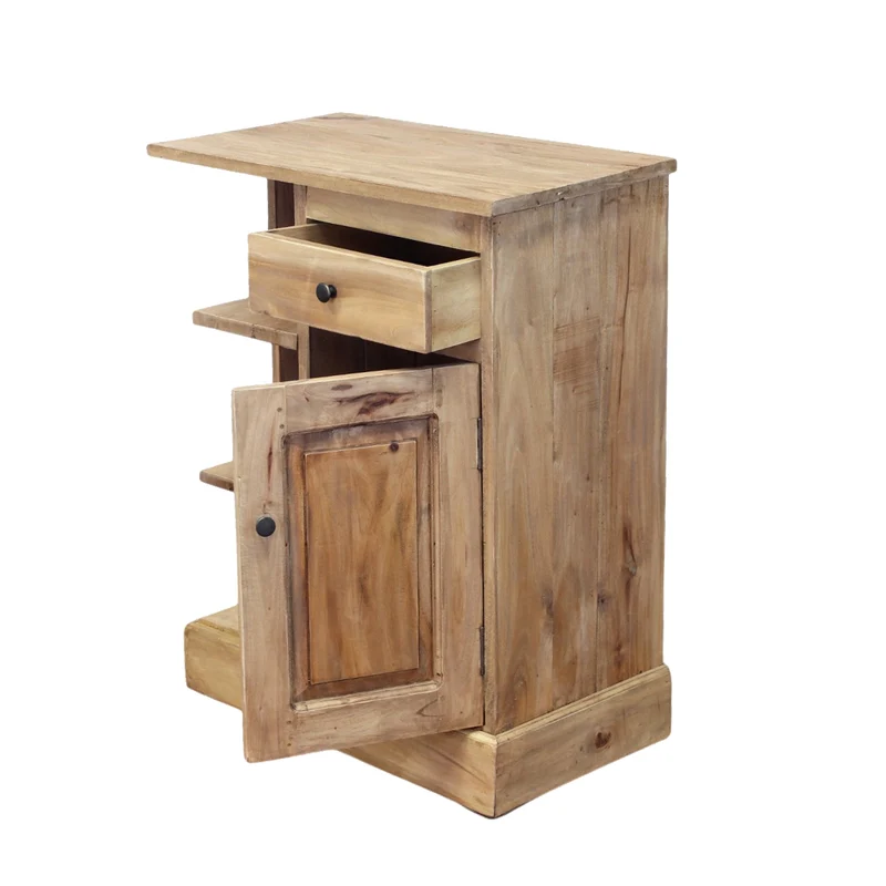 Mobiletto in legno di mogano con cassetto porta e ripiani - YORANMIRA