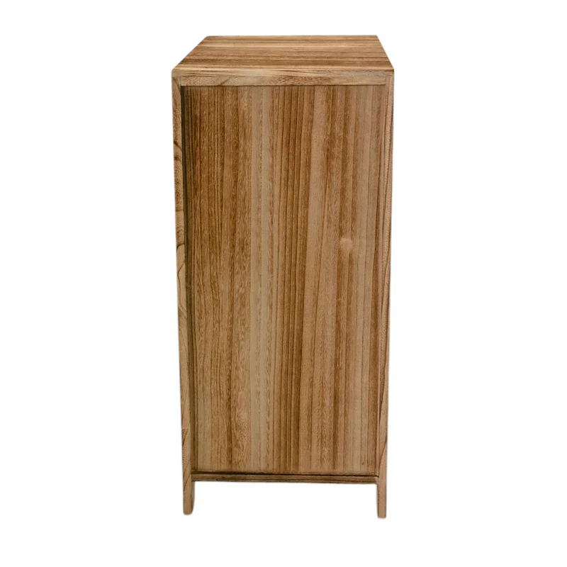 Mobiletto in legno 4 cassetti in vimini intrecciato 35x30x84 cm - FALERNOR