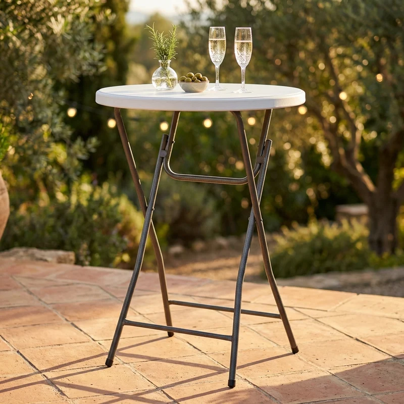 Tavolo alto pieghevole rotondo da giardino per catering 60 cm - ULONZIO