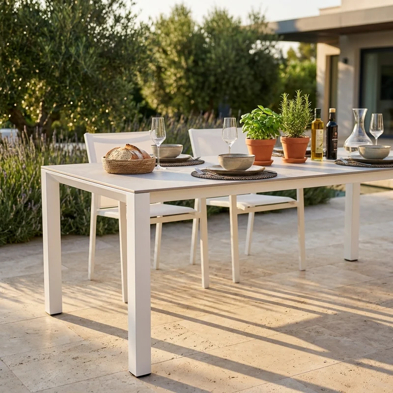 Tavolo da giardino allungabile alluminio piano in pietra 180/240 cm - ORANMOND