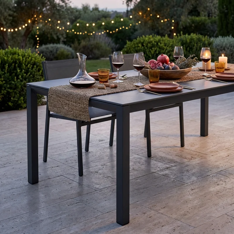Tavolo da giardino allungabile alluminio piano in pietra 180/240 cm - ORANMOND