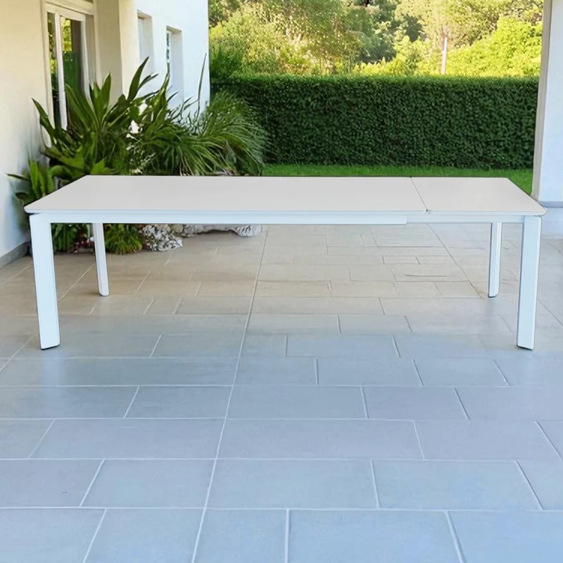 Tavolo da giardino allungabile in alluminio con piano in pietra - BELILTHAS