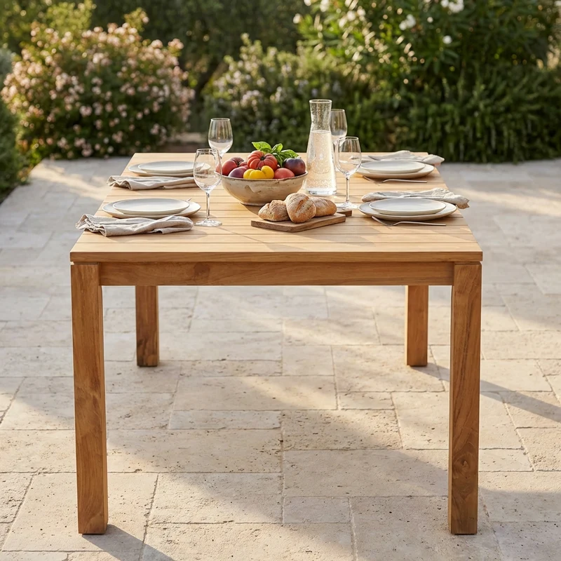 Tavolo da pranzo da giardino in legno di teak 200x100 - MAIRA
