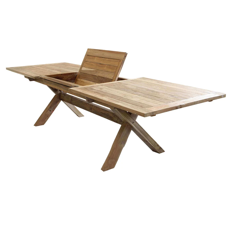 Tavolo da Giardino Rettangolare Allungabile in Teak 220/300x100 - KORONIS