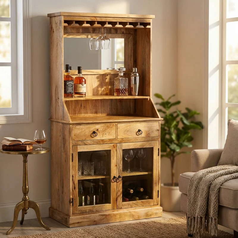 Credenza in legno con porta bicchieri 2 ante 2 cassetti - EPIONE