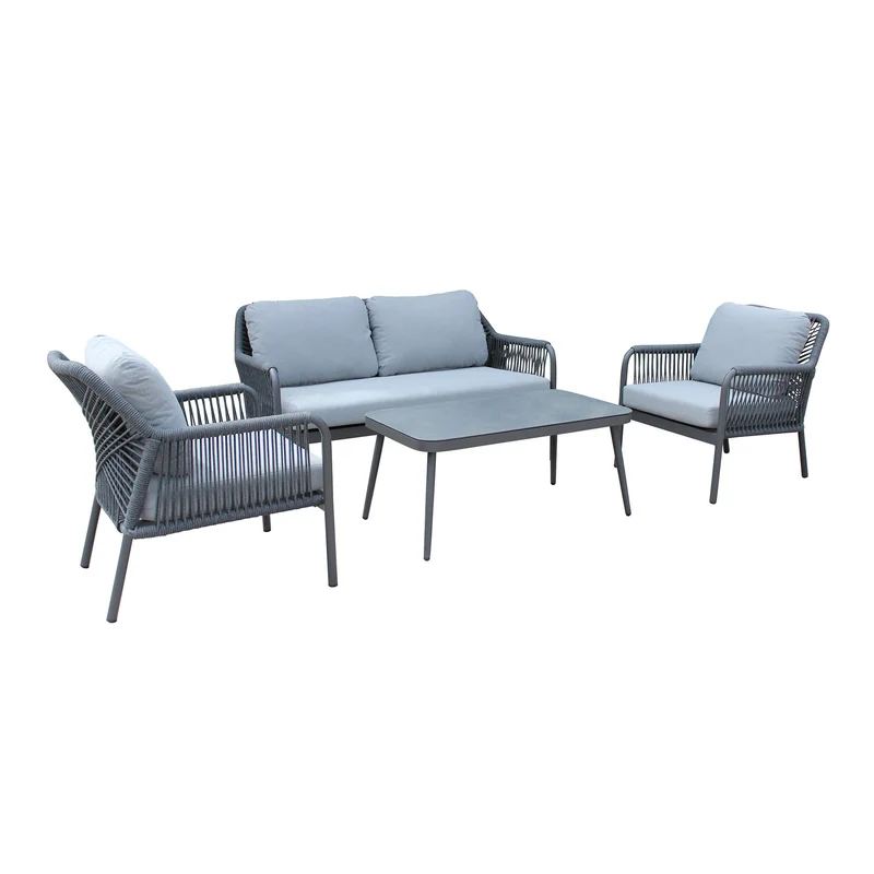 salotto da giardino in alluminio 4 posti D.148x78x79/P.70x78x79/T.100x55x45 - GIG