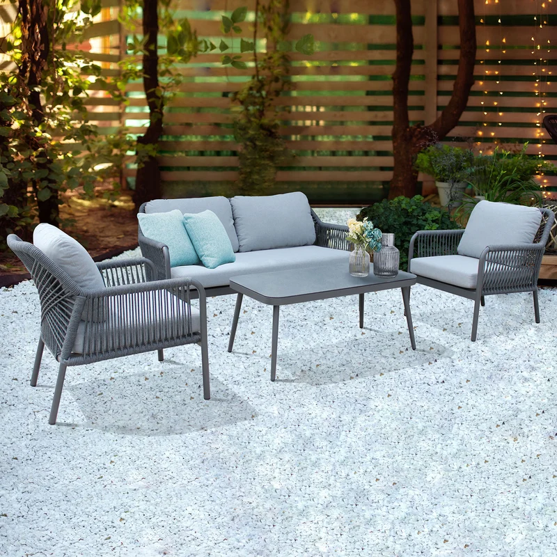 salotto da giardino in alluminio 4 posti D.148x78x79/P.70x78x79/T.100x55x45 - GIG