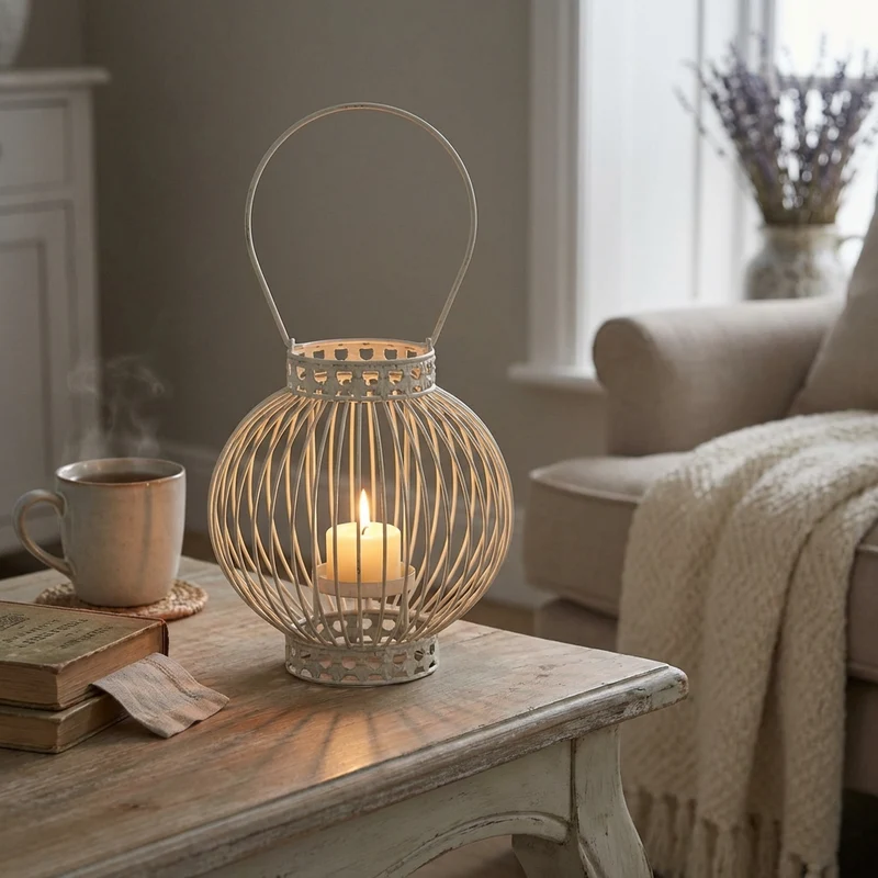 Portacandela stile provenzale verniciato in Acciaio cm 20 5x22x42 - COREY