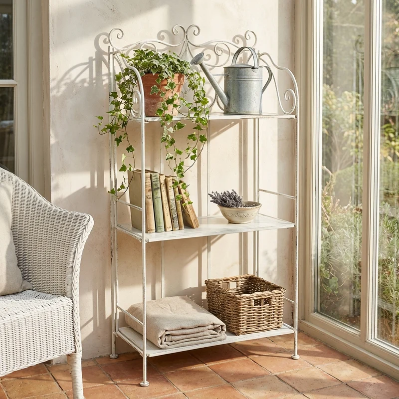 Scaffale 3 piani stile provenzale verniciato in Acciaio cm 60x32x121 - NEAL