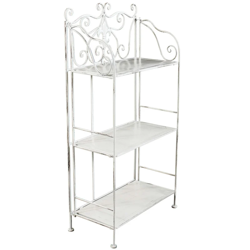 Scaffale 3 piani stile provenzale verniciato in Acciaio cm 60x32x121 - NEAL