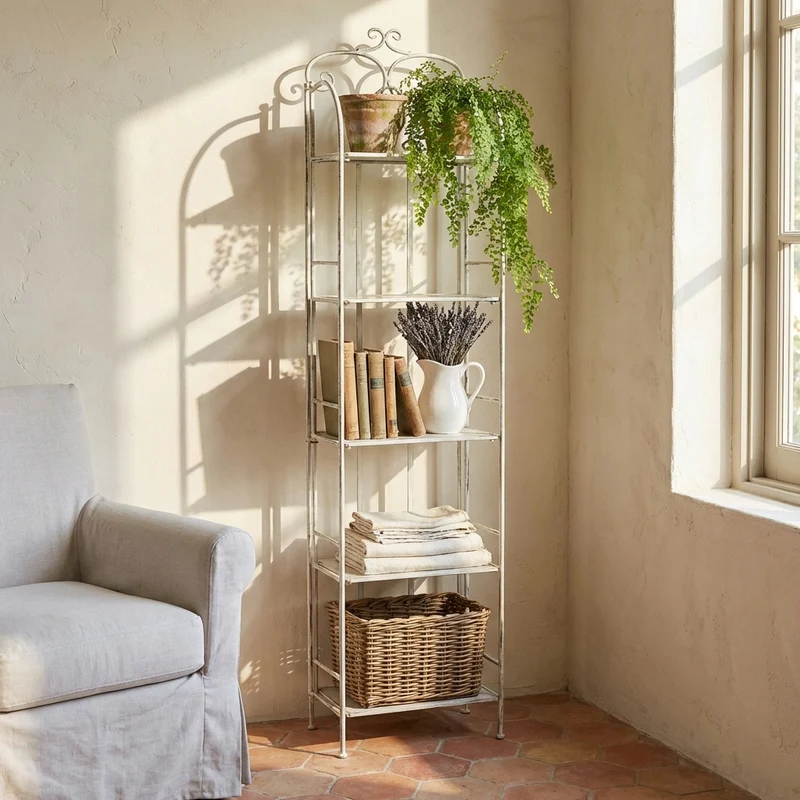 Scaffale 5 piani stile provenzale verniciato in Acciaio cm 32x22x165 - ULYSSES