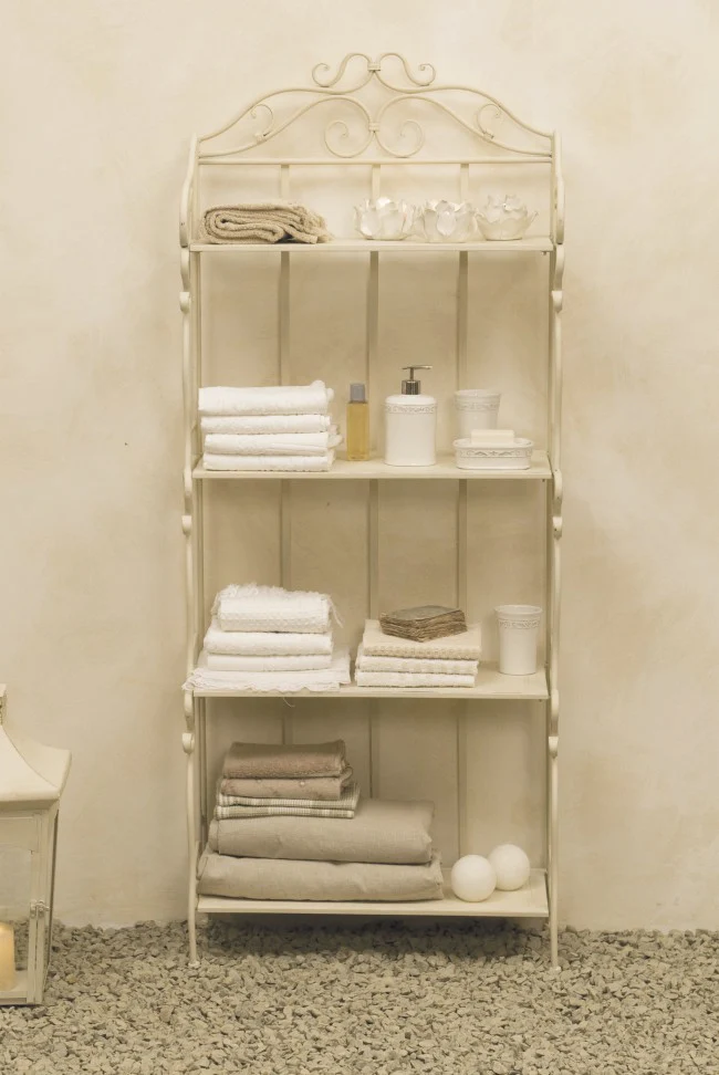 Scaffale 4 ripiani stile provenzale verniciato in Acciaio cm 60x32x160 - IRA