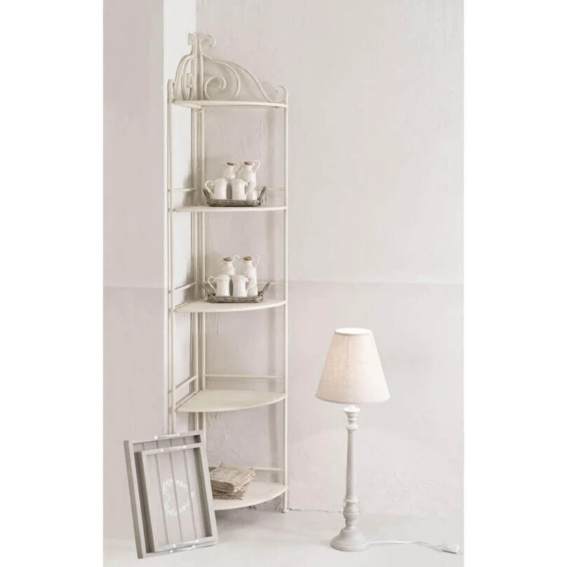 Scaffale 5 piani angolare stile provenzale verniciato in Acciaio cm 50x35x175 - ED