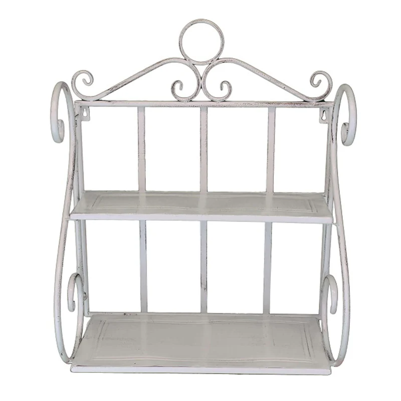 Mensola 2 piani stile provenzale verniciato in Acciaio cm 42x22x65 - DENZEL