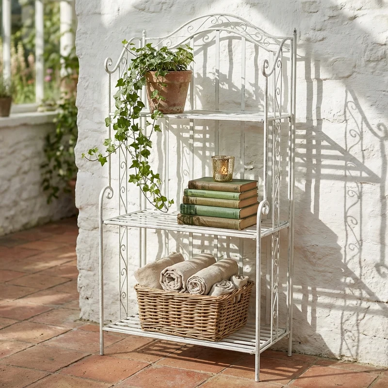 Scaffale 3 piani stile provenzale verniciato in Acciaio cm 60x32x128 - REGGIE