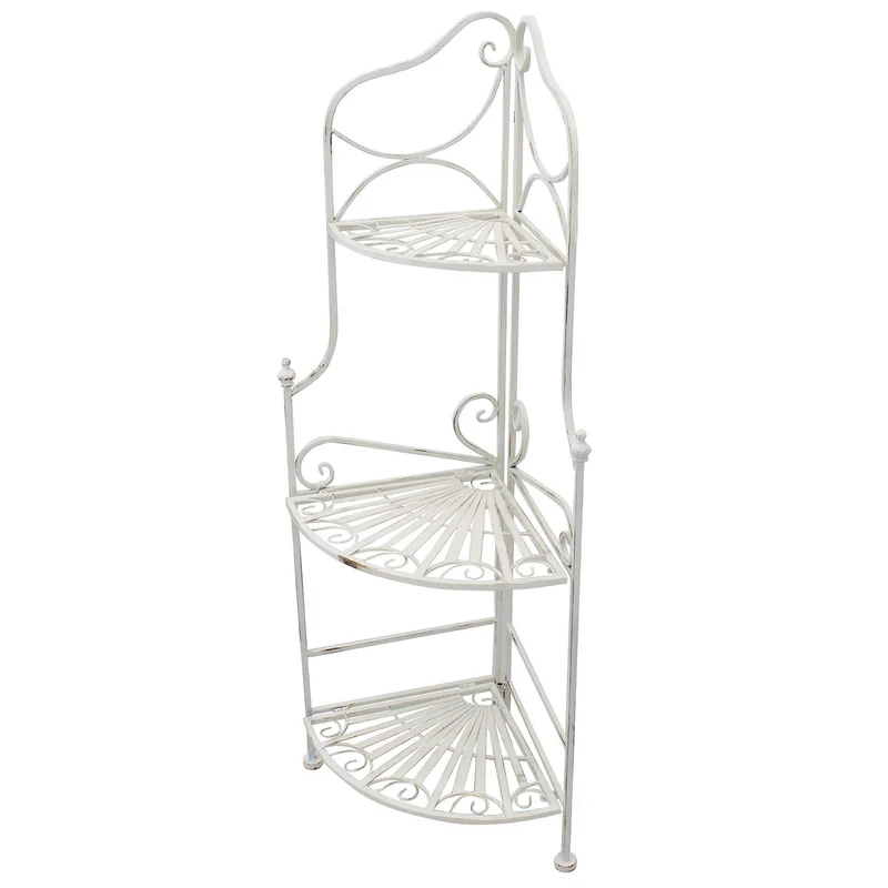 Scaffale 3 piani angolare stile provenzale verniciato in Acciaio cm 49x35x115 - BOB