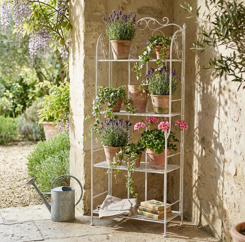 Scaffale 4 piani stile provenzale verniciato in Acciaio cm 60x31x158 - GRAHAM