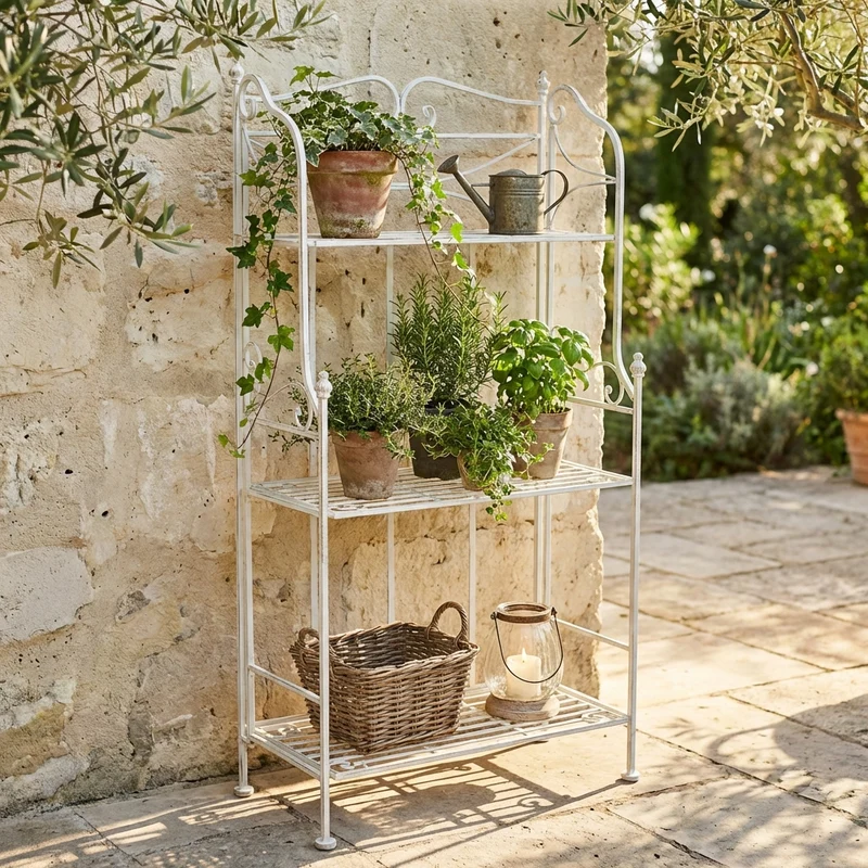 Scaffale 3 piani stile provenzale verniciato in Acciaio cm 61x32x117 - DERREN