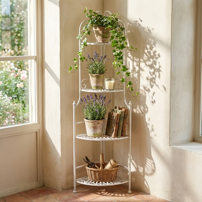 Scaffale 4 piani stile provenzale verniciato in Acciaio cm 49x35x154 - REGGY