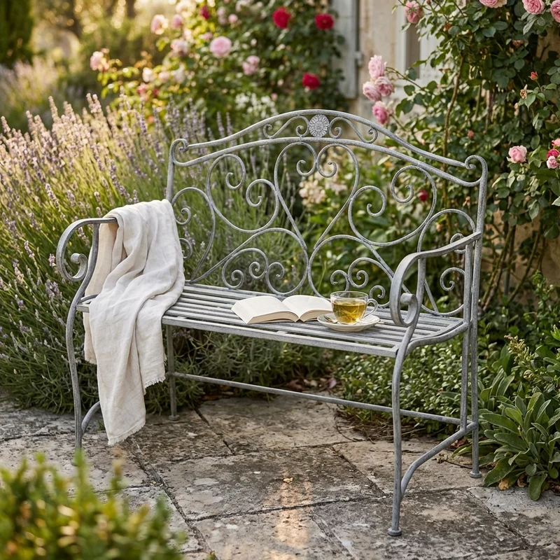 Panca bianco ossidato in Acciaio cm 103x54x95 - NARDI