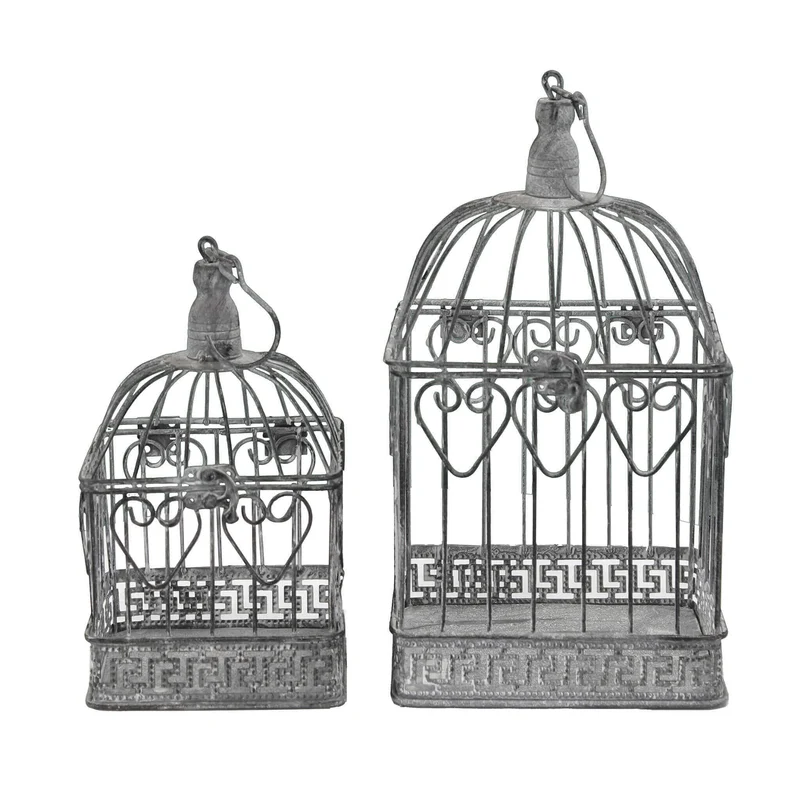 Set di 2 gabbie rettangolari bianco ossidato in Acciaio cm 18 5x19x42 - NARDI