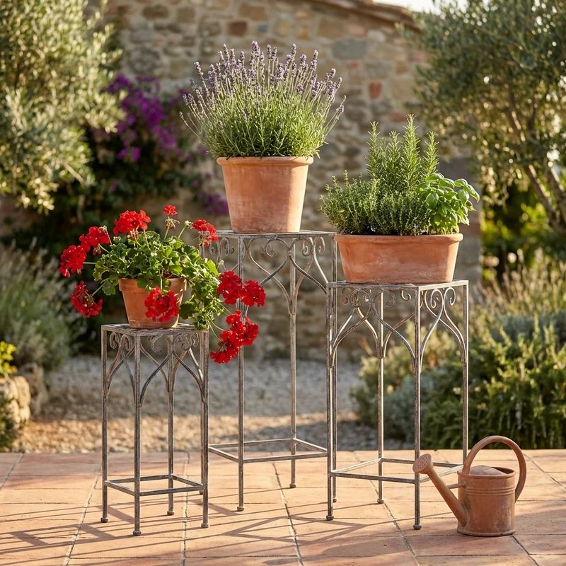 Set di 3 fioriere bianco ossidato in Acciaio cm 30x30x72 - NARDI
