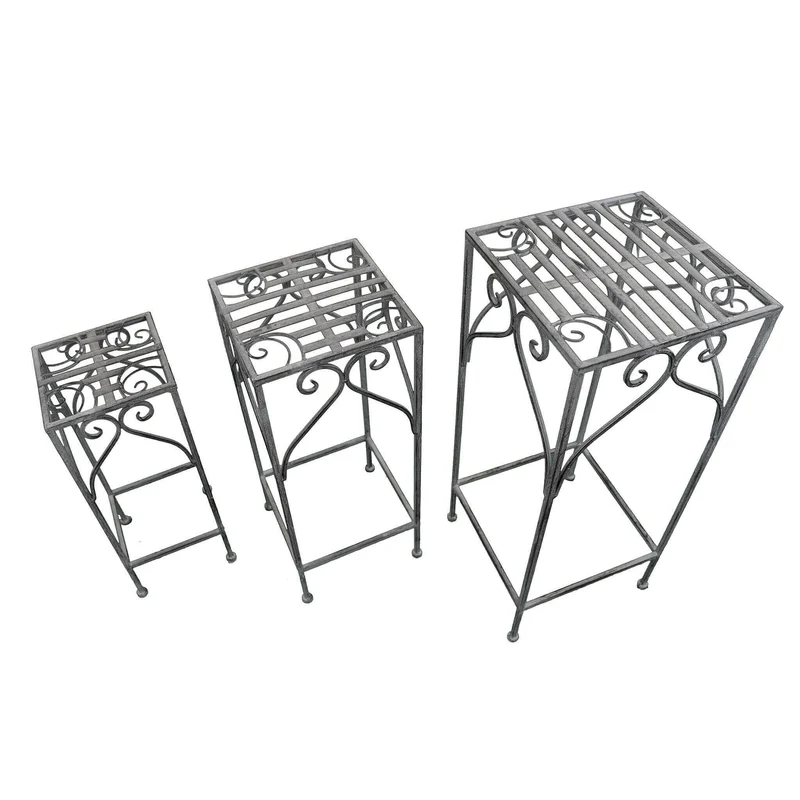 Set di 3 fioriere bianco ossidato in Acciaio cm 30x30x72 - NARDI