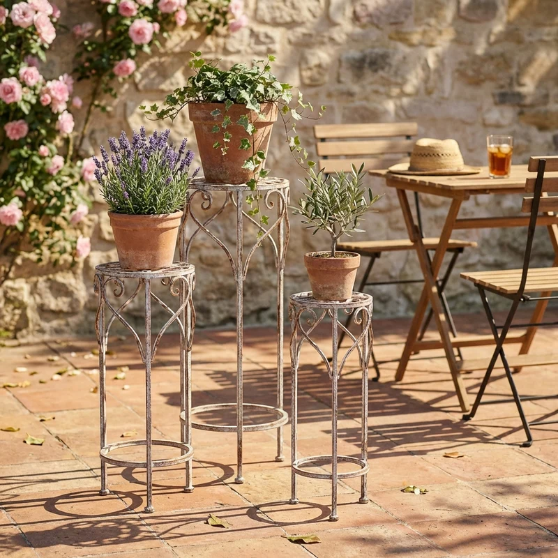 Set di 3 fioriere bianco ossidato in Acciaio cm 32x32x72 - NARDI