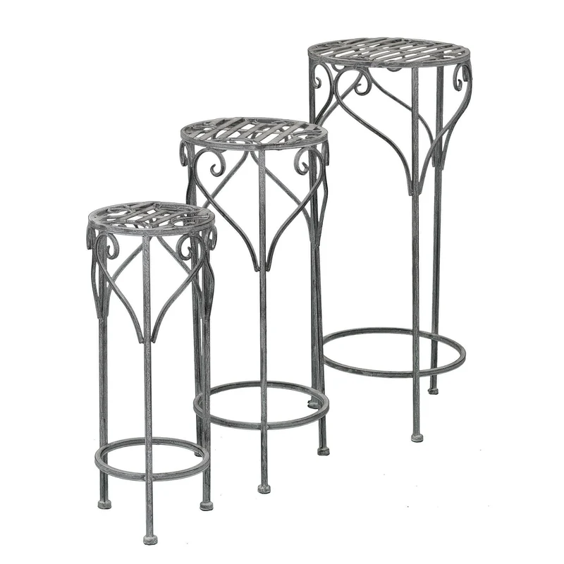 Set di 3 fioriere bianco ossidato in Acciaio cm 32x32x72 - NARDI