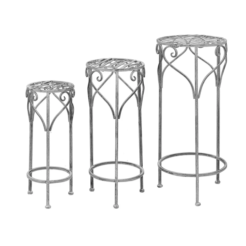 Set di 3 fioriere bianco ossidato in Acciaio cm 32x32x72 - NARDI