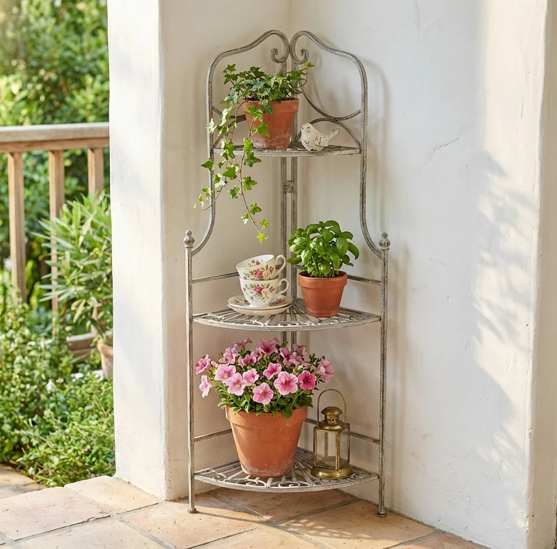 Eatagere 3 piani bianco ossidato in Acciaio cm 49x35x115 - NARDI