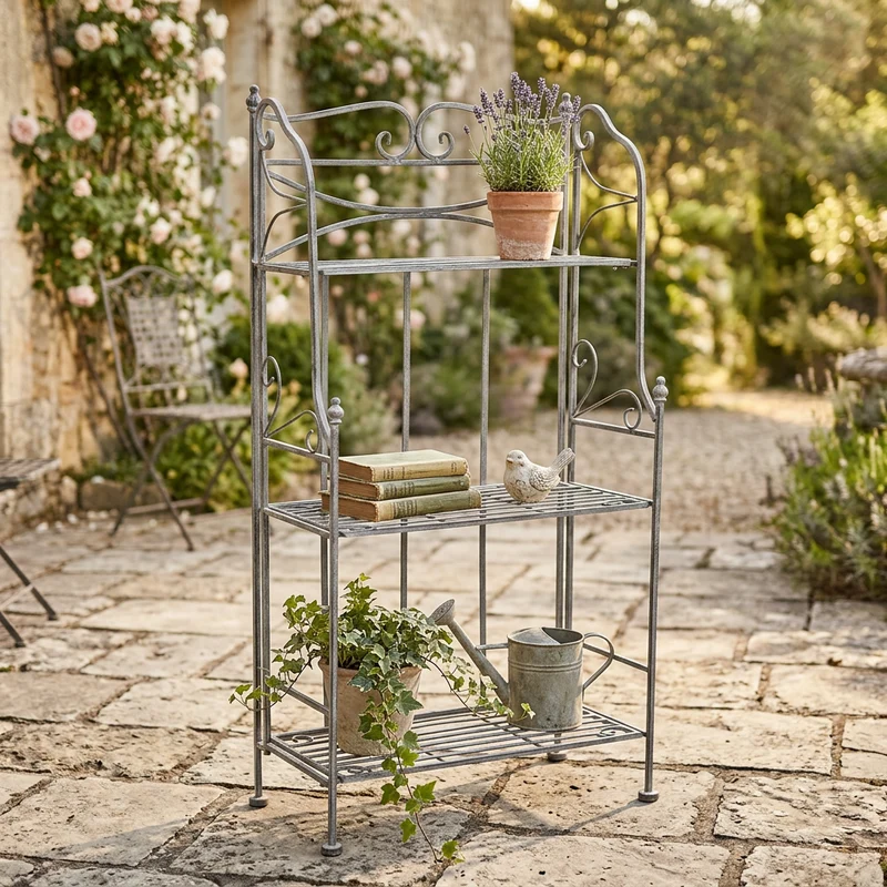 Eatagere 3 piani bianco ossidato in Acciaio cm 61x32x117 - NARDI