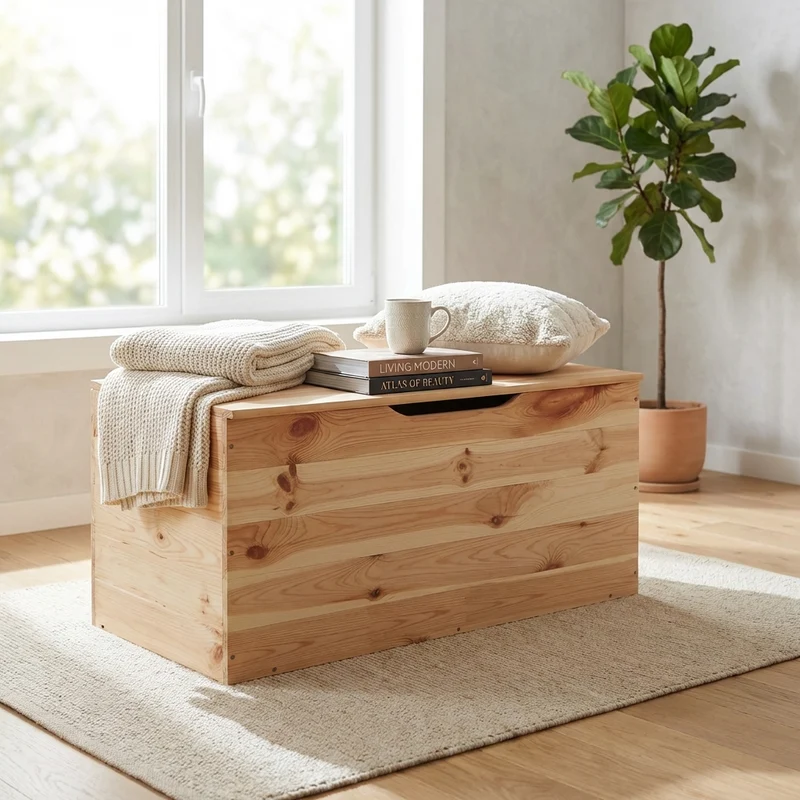 Cassapanca pino 100 cm in Legno cm 100x50x40 - CAMRON