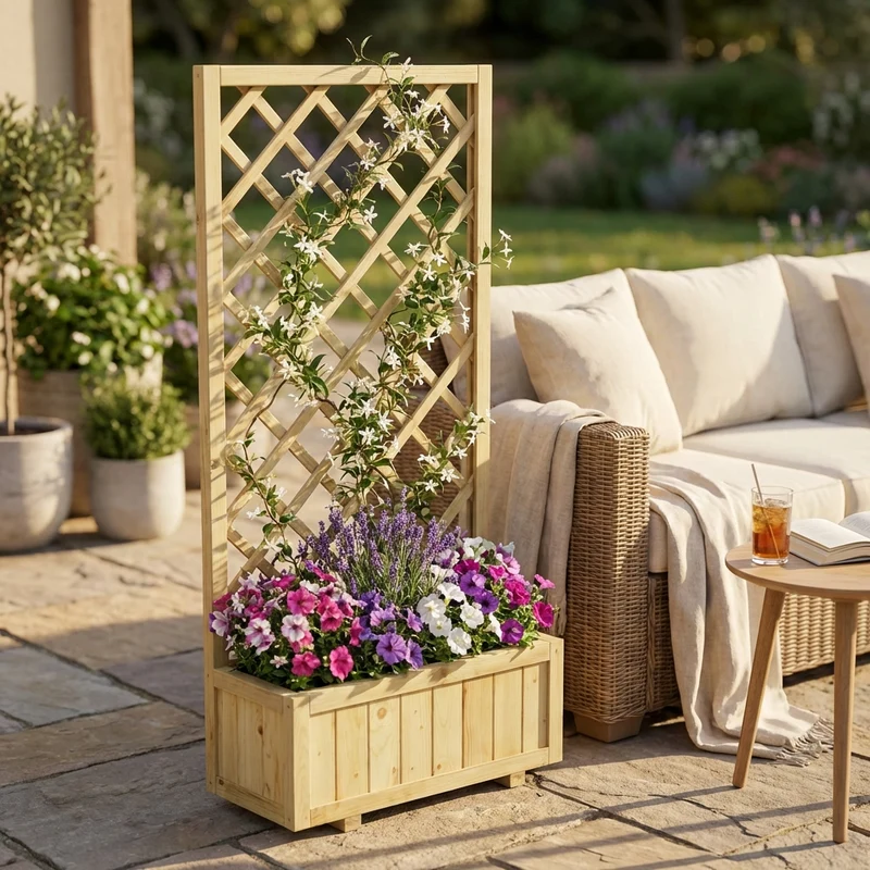 Fioriera da Giardino con griglia in Legno cm 30x75x180 - ALWYN