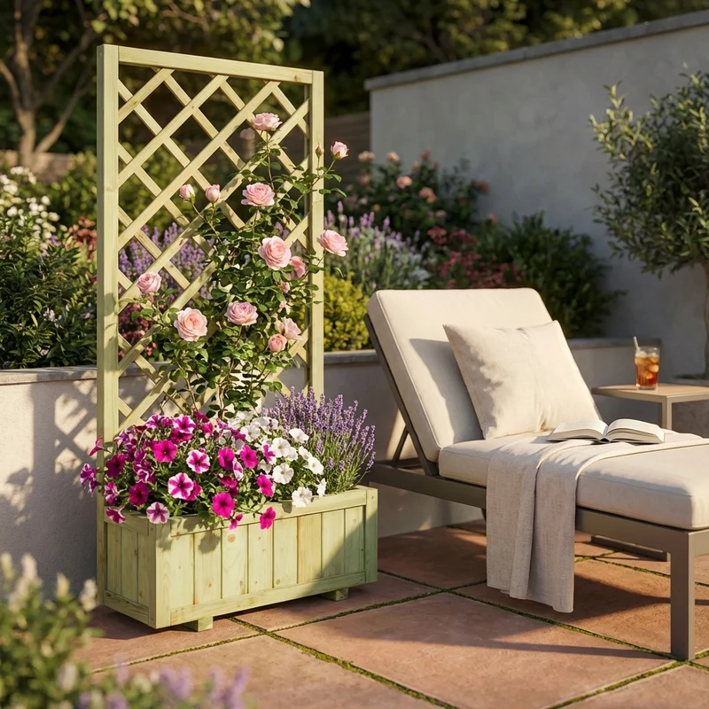 Fioriera da Giardino con griglia in Legno cm 30x75x180 - ALWYN