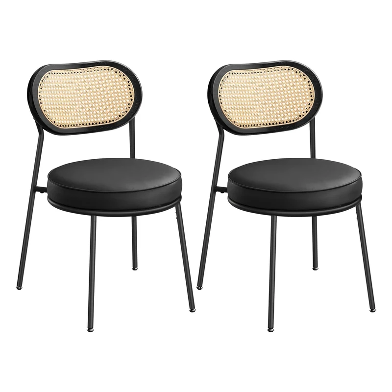 Sedie da Pranzo con Schienale Curvo di Rattan PE