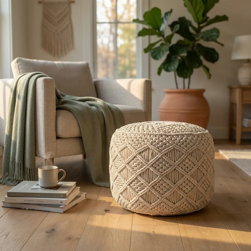 Pouf da giardino macramè - ANGELO