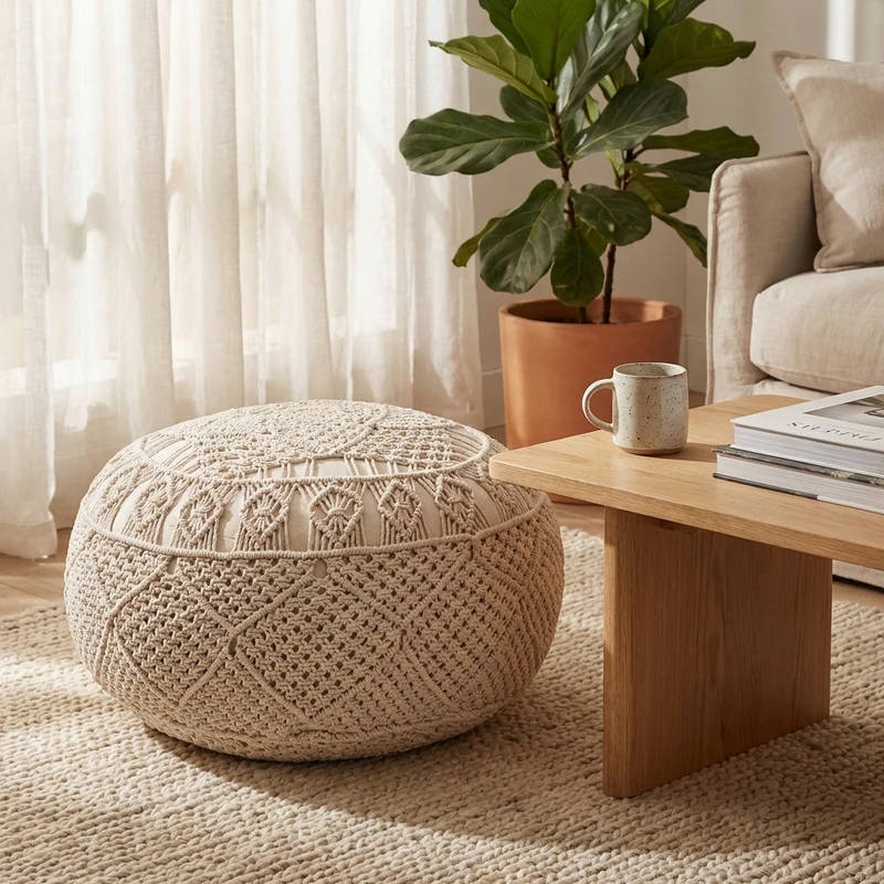 Pouf da giardino macramè - XAVIER