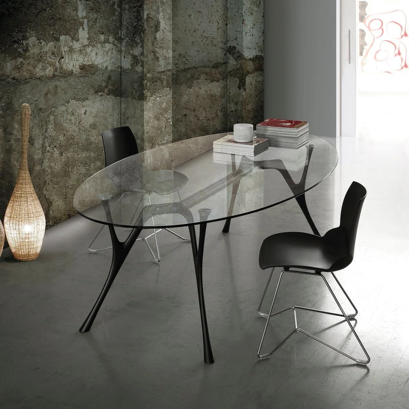 Tavolo scrivania ovale Perseo Glass