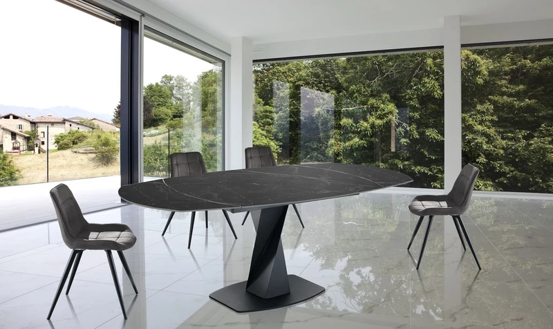Tavolo allungabile con piano in ceramica Bernat Black