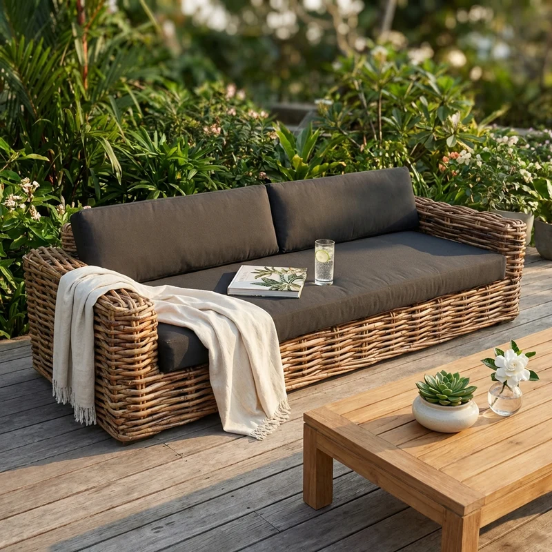 Divano da Giardino 3 posti in Rattan naturale - NATUR