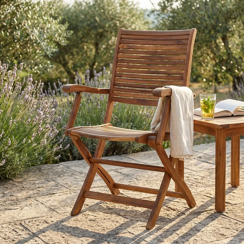 Poltrona da Giardino Pieghevole in Legno Acacia cm 55x64x94 - HAL