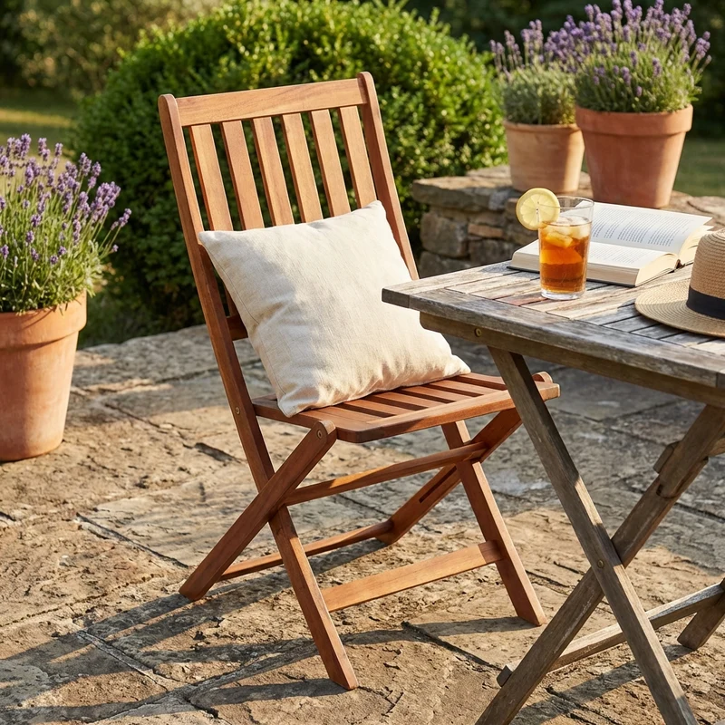 Sedia da Giardino Pieghevole in Legno Acacia cm 46x57x91 - TYRIK
