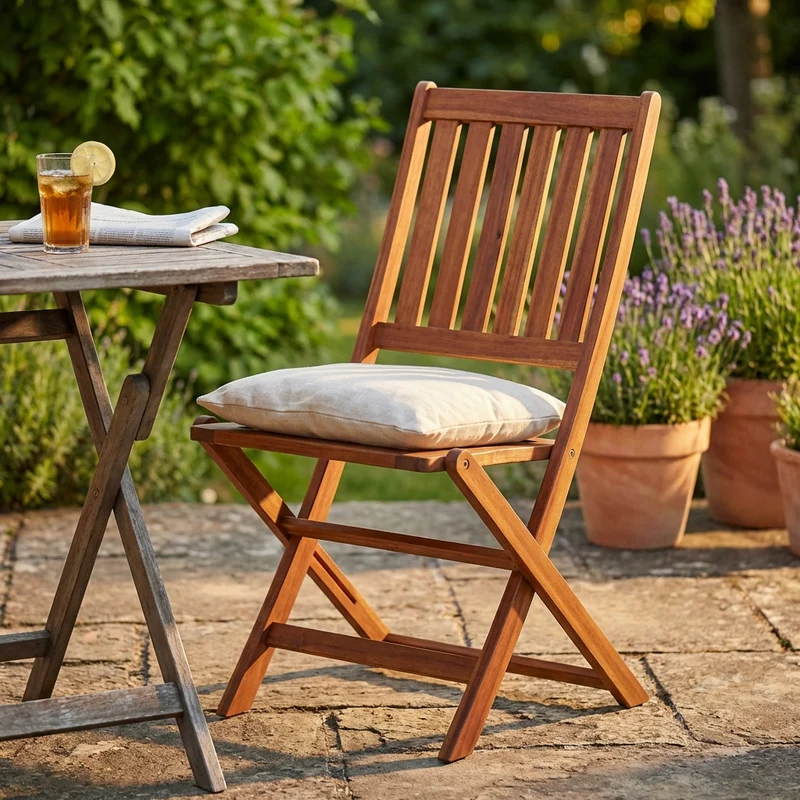 Sedia da Giardino Pieghevole in Legno Acacia cm 46x57x91 - TYRIK