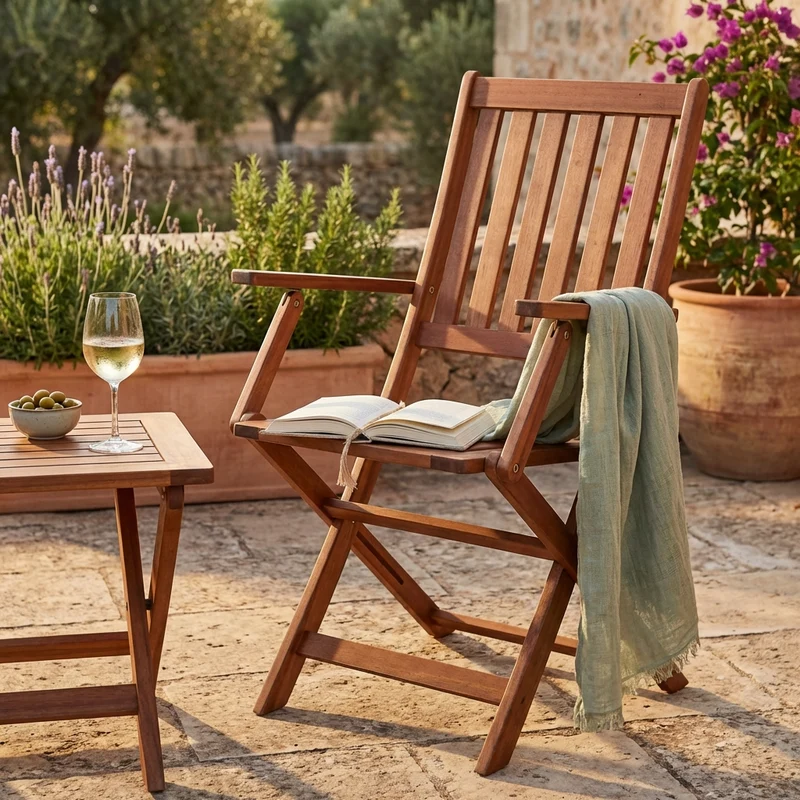 Poltrona da Giardino Pieghevole in Legno Acacia cm 55x57x91 - JIMI